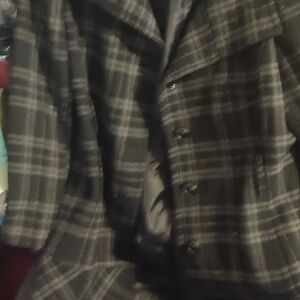 Womens Trench Black Plaid Jacket